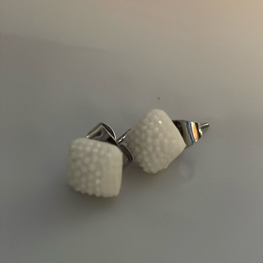 White Square Studs
